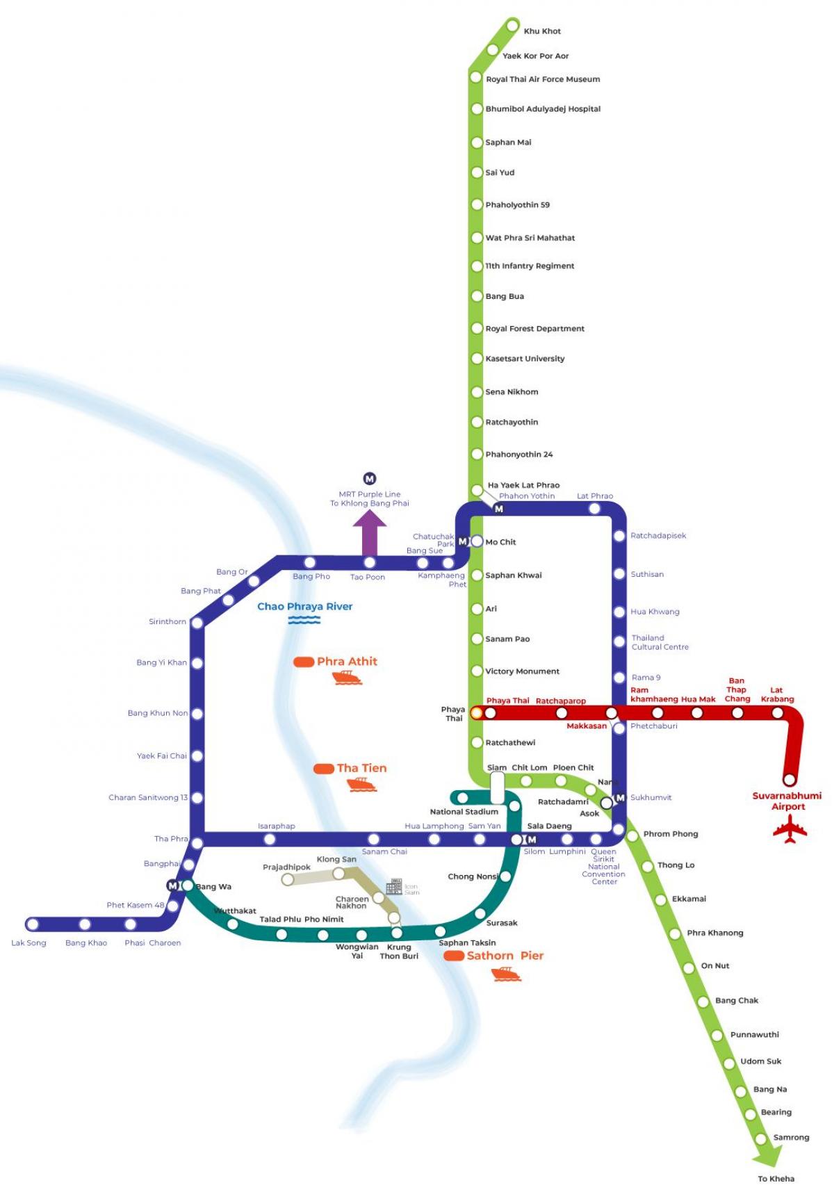 Mapa stacji metra Bangkok (Krung Thep)
