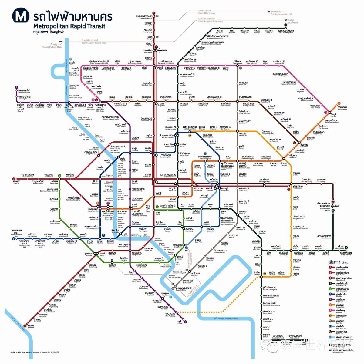 Mapa transportowa Bangkoku (Krung Thep)