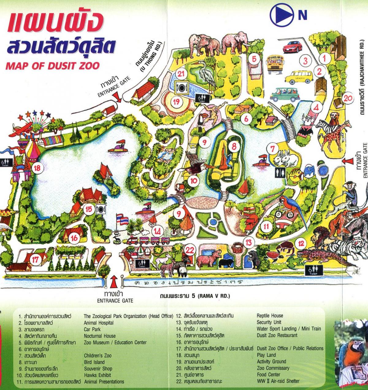Mapa parku zoologicznego w Bangkoku (Krung Thep)